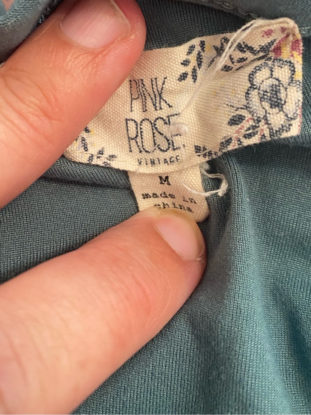 Pink Rose Size Medium Teal Short Sleeve V-Neck Tee Dress with Ladder Detail - Picture 7 of 7